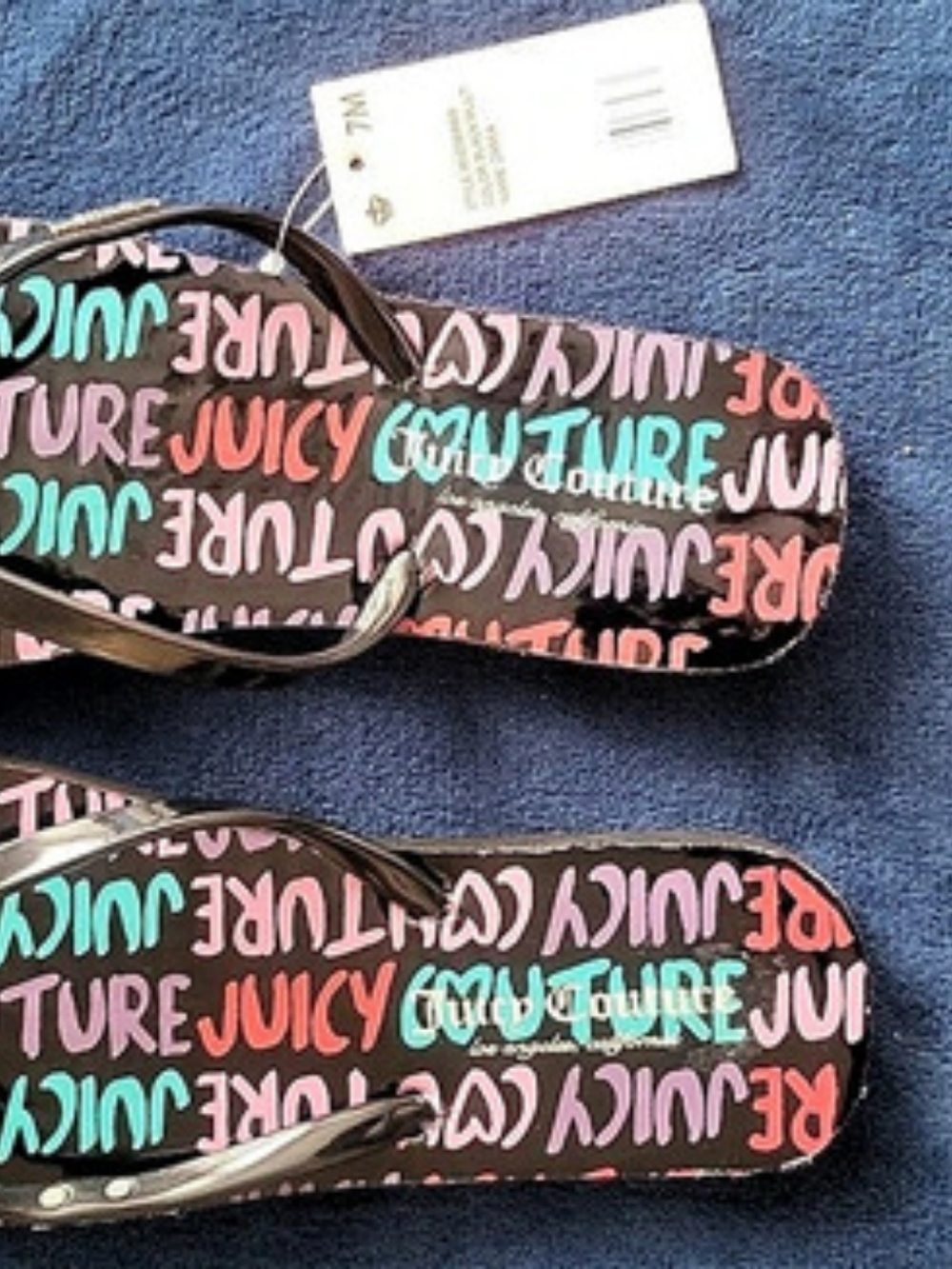 Juicy Couture Zamia Flip Flops Black & Pink US 7M